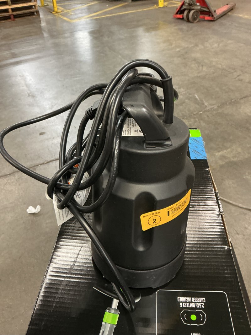 Condition photo showing As Is for utilitech submersible utility pump 1/6 hp 1ph 3 amp temp 104f