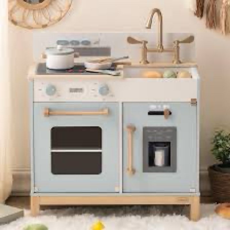 wooden kitchen playset for kids, montessori, 3+,