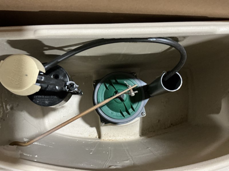 Condition photo showing As Is for used american standard 2034314.020 champion 4 one-piece toilet with toilet seat, elongated front, chair height, white, 1.6 gpf tank + bowl + seat white chair height