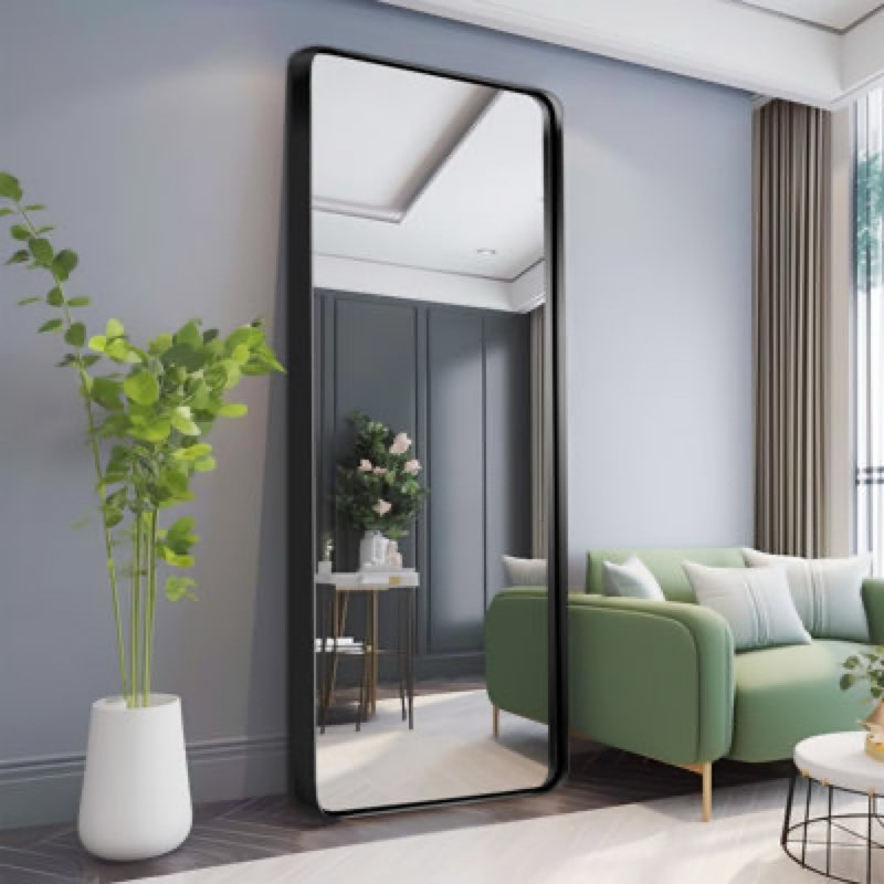 Rectangle Mirror with Black Finish, 71" x 28" by Wade Logan