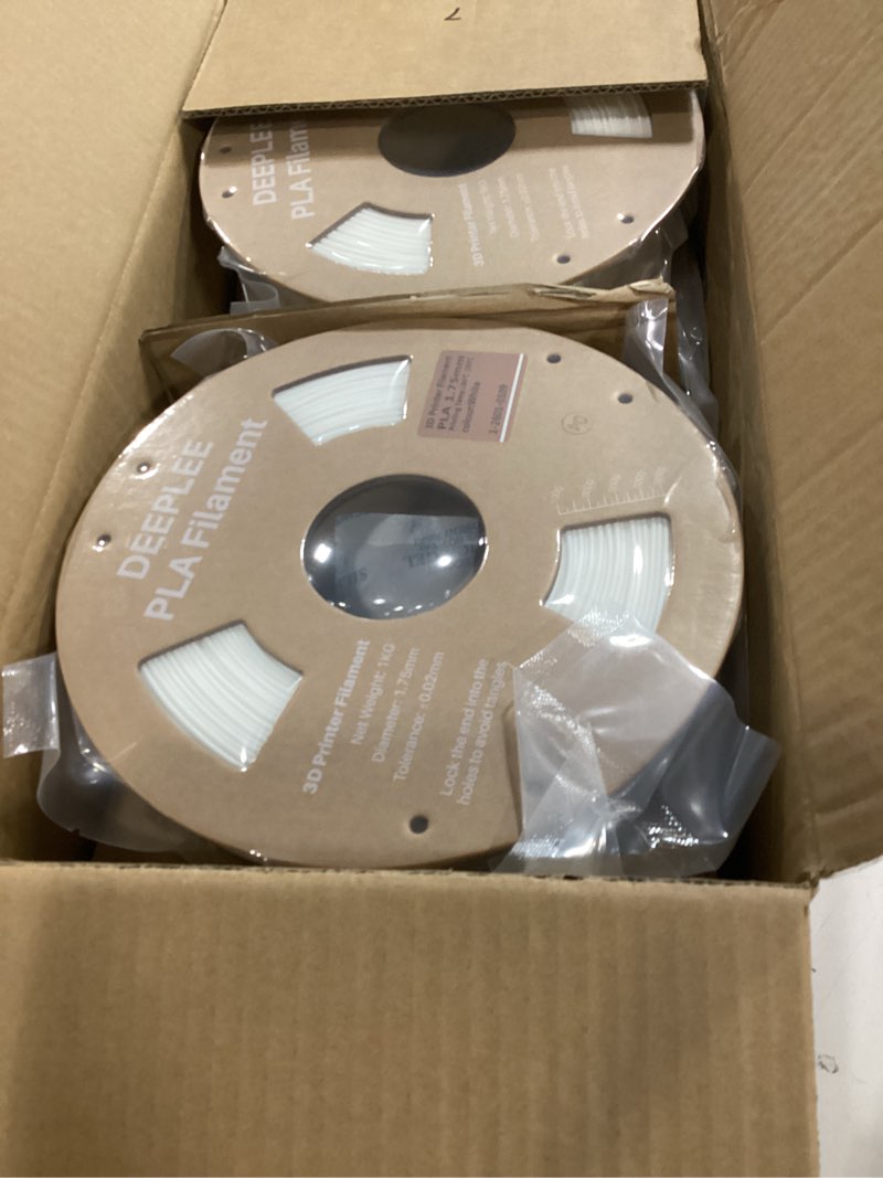 Condition photo showing New/Like New for pla 1.75mm 3d printer filament, dimensional accuracy +/- 0.02mm, neatly wound, no clogging, vacuum package, fits for most fdm 3d printers, cardboard spool 4kg white 4*white