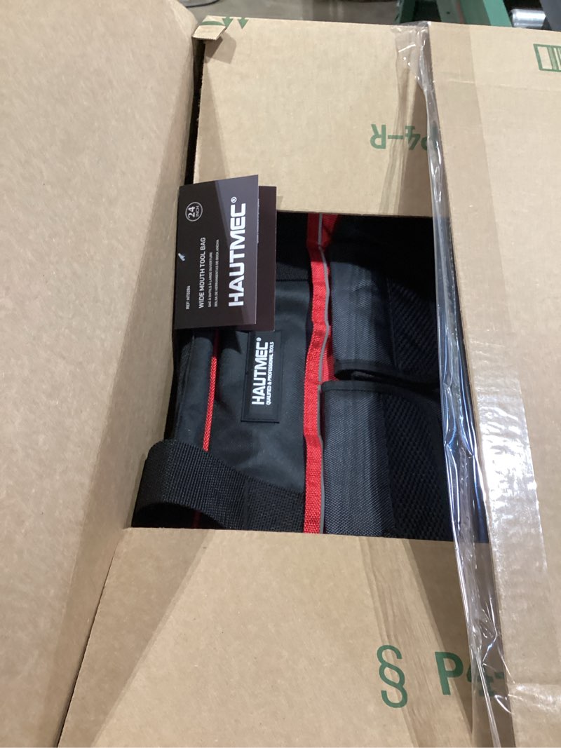 Condition photo showing Good Condition for hautmec 24" heavy-duty large tool bag, 1680d wear-resistant wide mouth tool bag with metal frame & hard base, 36 pockets, level holder, anti-tangle padded shoulder strap – ht0284 heavy-duty | 24"