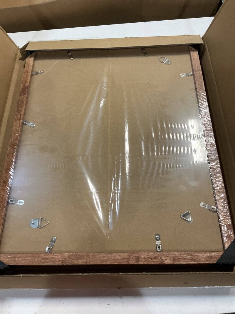 Condition photo showing New/Like New for irahmen 16x20 picture frame set of 2 with plexiglass, display pictures 11x14 with mat or 16 x 20 without mat, rustic brown wood poster frame for photo wall gallery mounting rustic brown 16x20