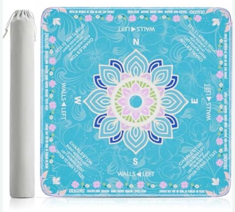 deyimmei neoprene mahjong mat for table 31.5"x31.5" - non-slip, noise reduction cover with storage pockets, american rules & crease