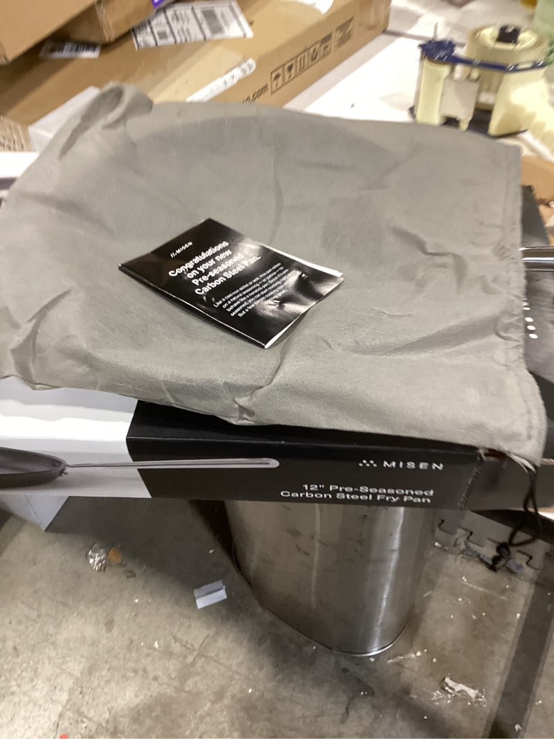 Condition photo showing Good Condition for Misen 12 Inch Pre-Seasoned Carbon Steel Fry Pan – Lightweight, Even Heating, Heat Retention – Oven Safe to 500°F – Ideal for Searing, Sautéing, and Frying – Versatile Durable, Easy to Clean
