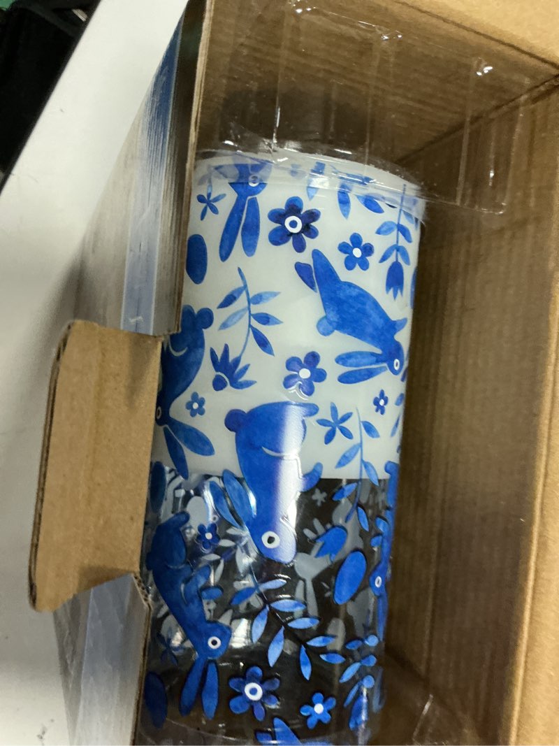 Condition photo showing Good Condition for fitz & floyd bunny decal 3-pk. led wax filled glass pillars, multi
