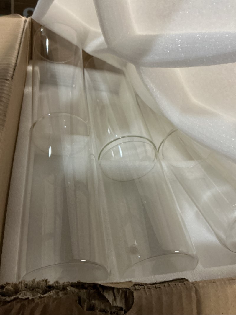 Condition photo showing Good Condition for Thin Glass Cylinder Vases 2.5''/3.3'' Diameter 2mm Wall Thickness Clear Flowers Vase Hurricane Floating Candles Holders for Table Centerpieces Wedding Decor(3.3'' X 5.9'',7.9'',9.8'',36 Pcs) 36 3.3'' X 5.9'',7.9'',9.8''