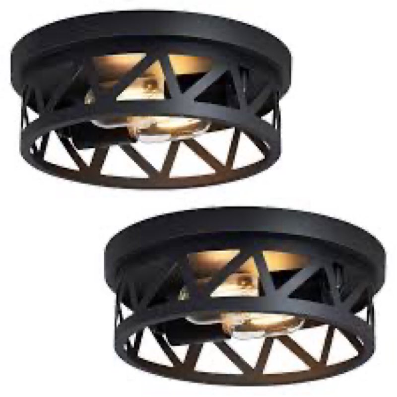 DPXEKQ 14 inch Black Flush Mount Ceiling Light Fixture,4-Light Light Fixtures Ceiling Mount for Hall