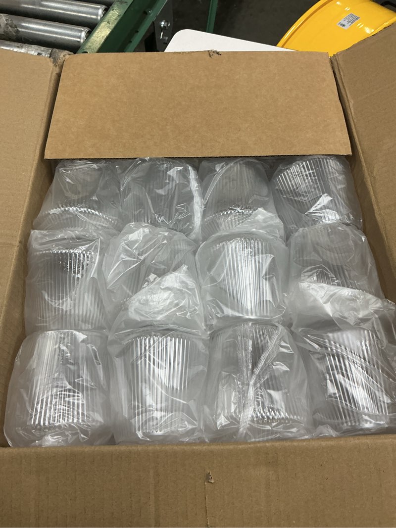 Condition photo showing New/Like New for beststar 36 pcs 12 oz plastic clear ribbed wine glasses, origami ripple disposable champagne glasses elegant whiskey glasses ideal for weddings, bars, christmas, halloween, pool party, daily use 36 pcs clear