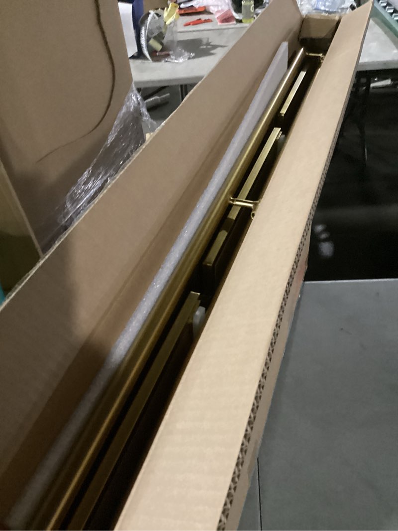 Condition photo showing As Is for Crofy No Assembly Folding Bookshelf for Living Room, 3 Tier Gold Collapsible Book Shelf for Home Office, Portable Bookcase Storage Organizer Gold Frame & Walnut Shelf 3 Tier