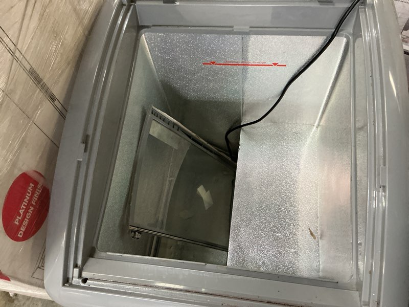 Condition photo showing As Is for 4 CU.FT./110L CURVED GLASS TOP DISPLAY FREEZER