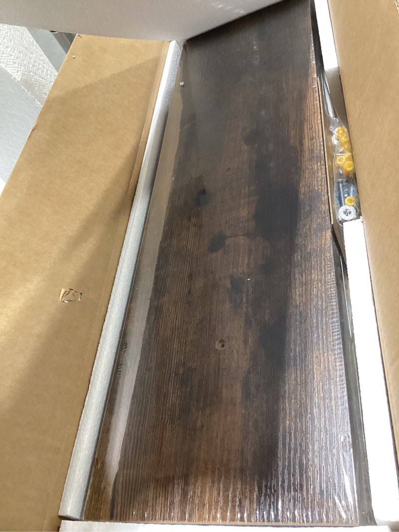 Condition photo showing Good Condition for bayka floating shelves for wall, 22.5 inch rustic wood wall mounted shelving for bathroom, bedroom, living room, kitchen & book, hanging display decor shelf with 22 lbs (rustic brown,set of 3) b. rustic brown - americana farmhouse style 3 22.5inches