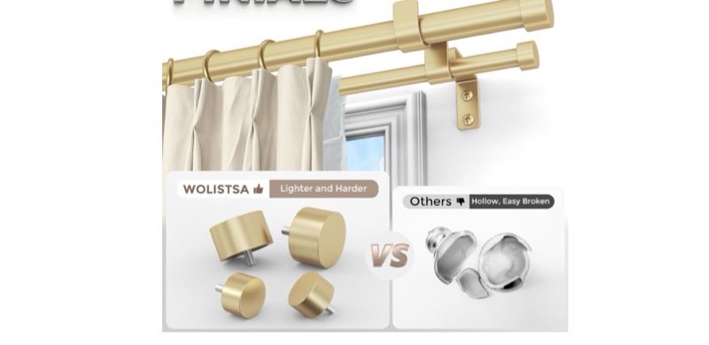 double curtain rod 36-153 inches, gold extra long adjustable heavy duty dual curtain rod for windows