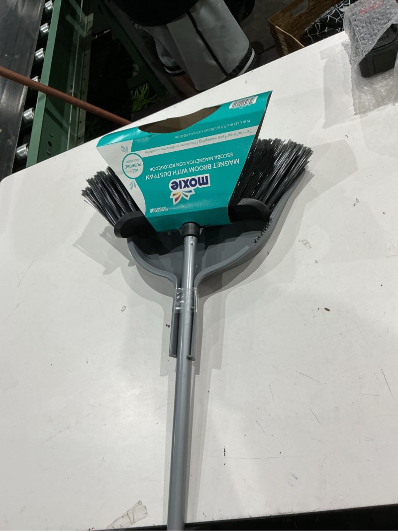 Condition photo showing As Is for moxie 15-in poly fiber multi-surface all-purpose upright broom