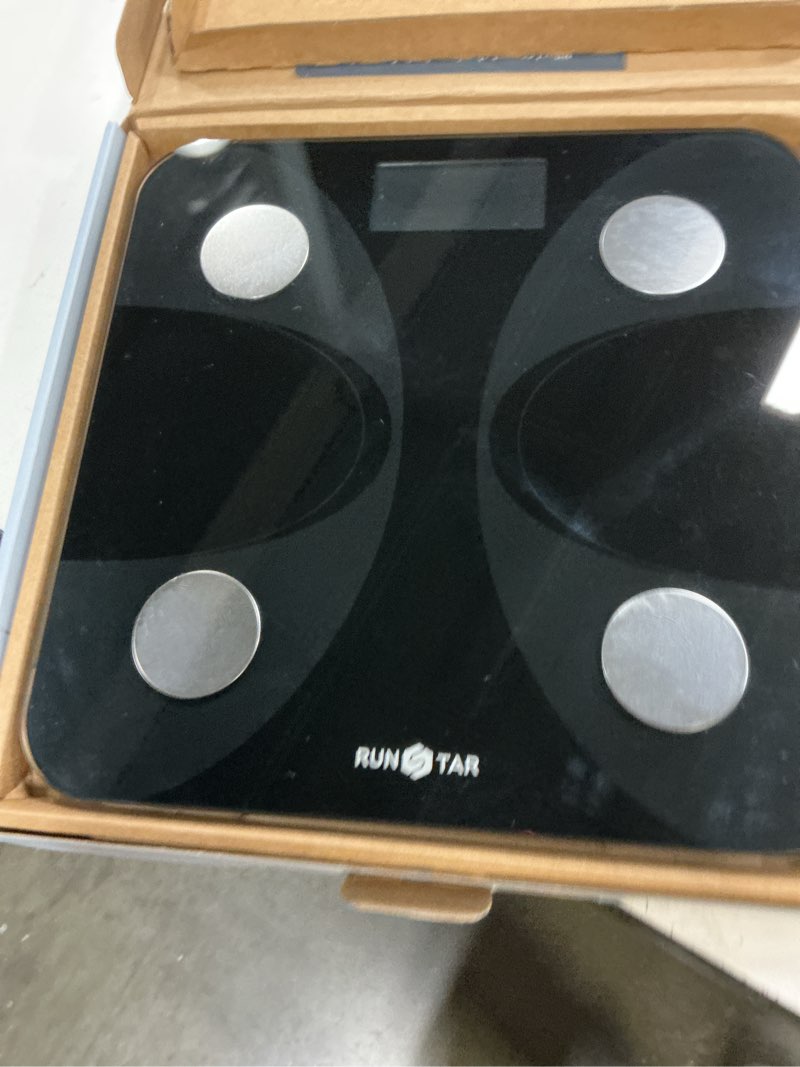 Condition photo showing New/Like New for scale for body weight and fat percentage, runstar digital accurate bathroom smart scale with large display, fsa&hsa eligible 13 body composition analyzer sync app black
