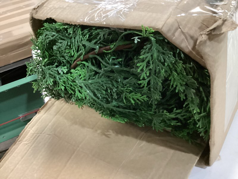 Condition photo showing Good Condition for Hananona 2 Pcs 9 FT Artificial Cedar Garlands, Real Touch Winter Cedar Garland, Green Artificial Greenery Pine Garland for Table, Mantle, Wall, Indoor, Outdoor Christmas Decorations (2, 9 FT) 2 9 FT