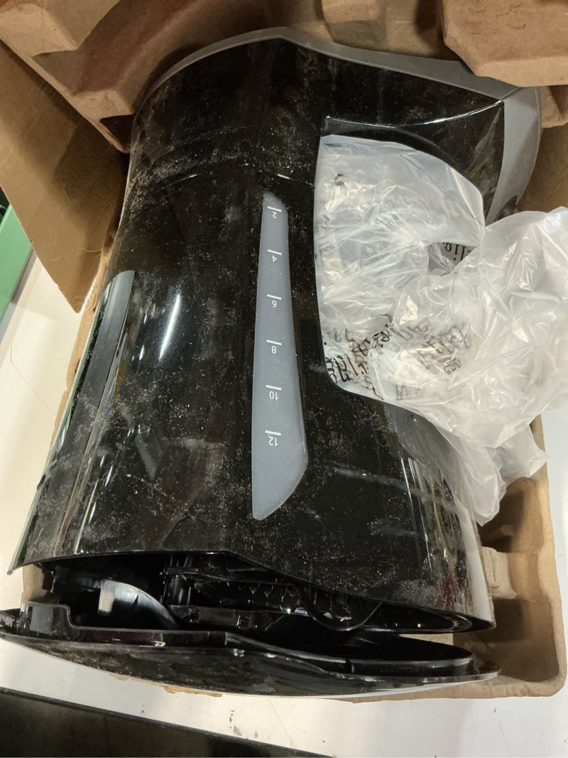 Condition photo showing As Is for mr. coffee black coffee maker, 12 cups, with auto pause and glass carafe, perfect for home and office use