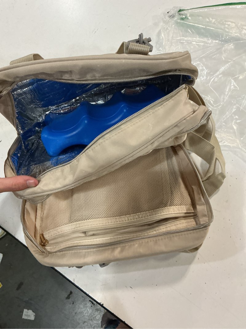 Condition photo showing As Is for breastmilk cooler travel bag, wearable breast pump storage bag compatible with momcozy/eufy/paruu/elvie/willow/medela breast pump with ice pack and waterproof mat,khaki