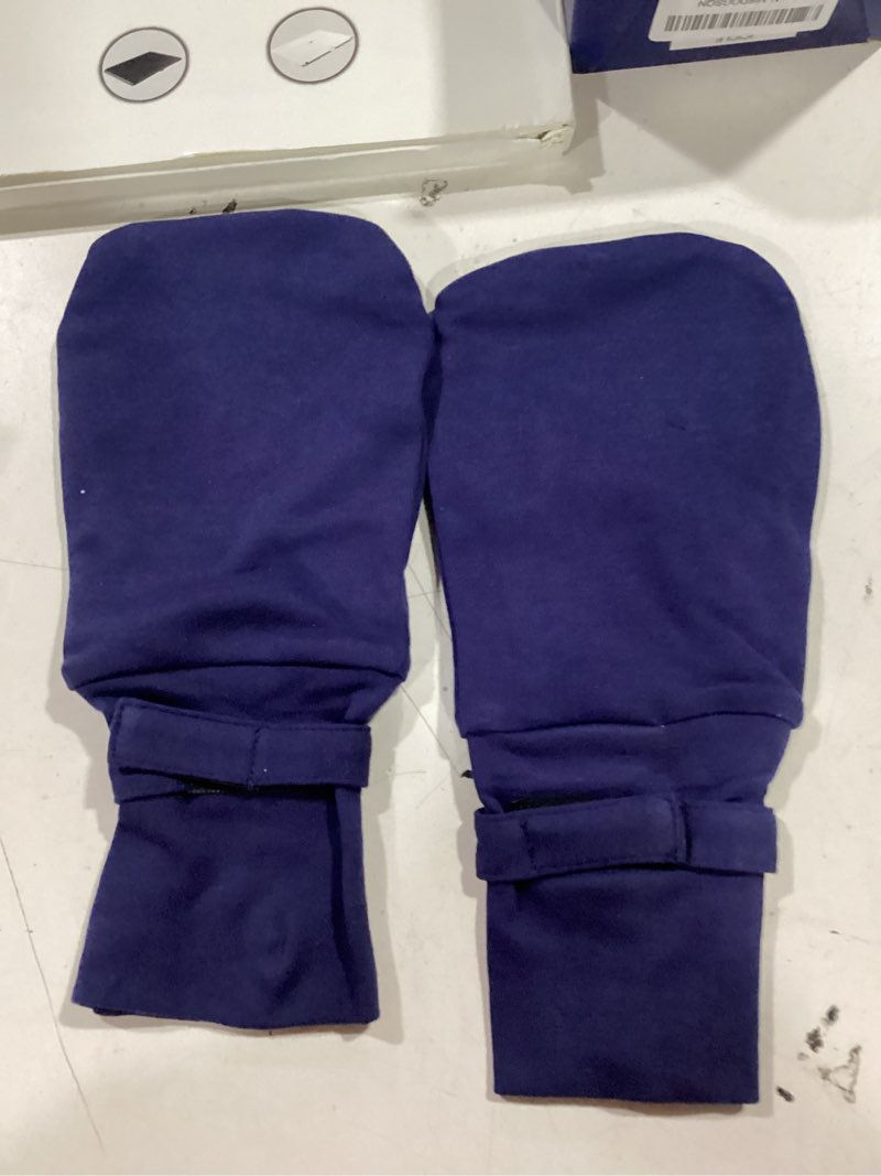 Condition photo showing Good Condition for 100% Organic Cotton Eczema Mittens for Adults – Anti-Scratch Nighttime Sleeping Gloves with Secure Adjustable Strap, Reusable & Washable – 1 Pair, S/M/L (Navy, Medium) Navy - 1 Pack Medium