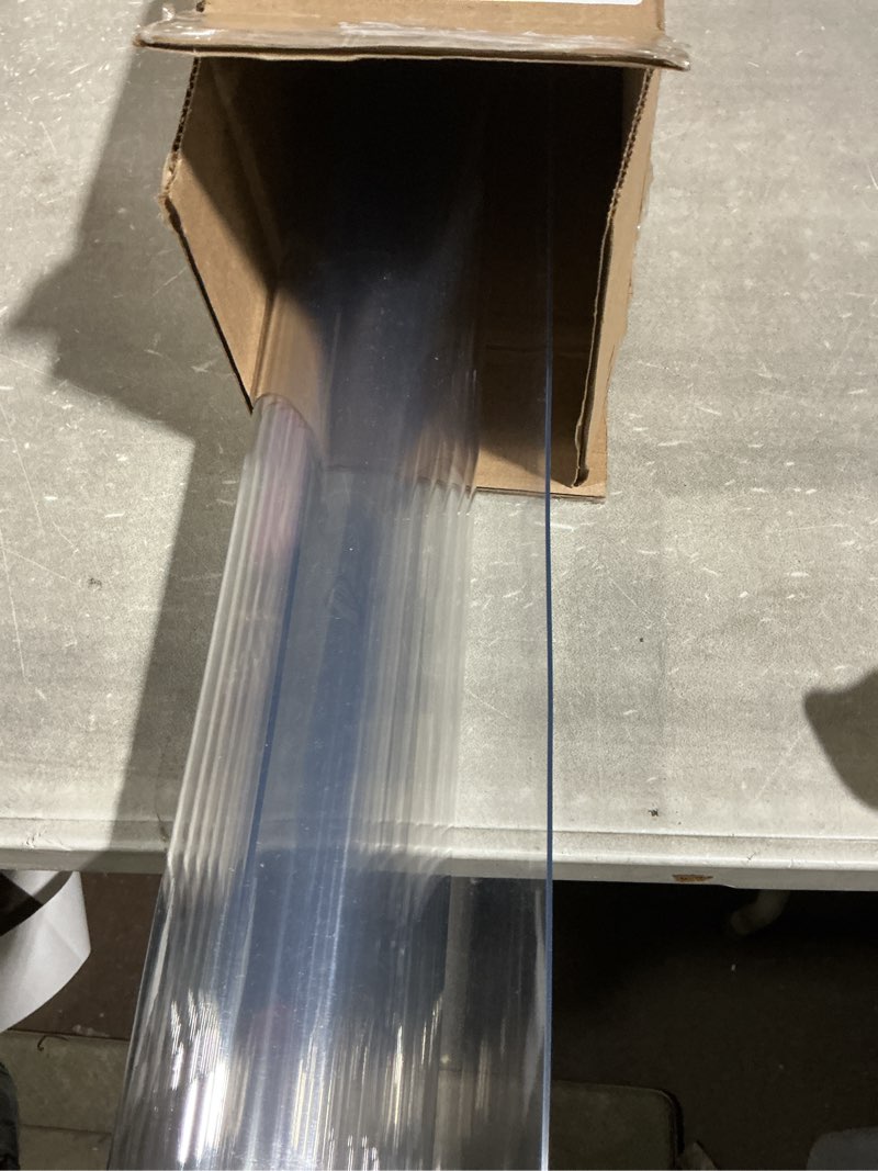 Condition photo showing As Is for 40 x 60 Inch Clear Table Cover Protector, 2mm Thick Clear Table Protector for Dining Room Table, Plastic Table Cover, Waterproof Table Pad for Kitchen, Office Clear 2mm 40" x 60"