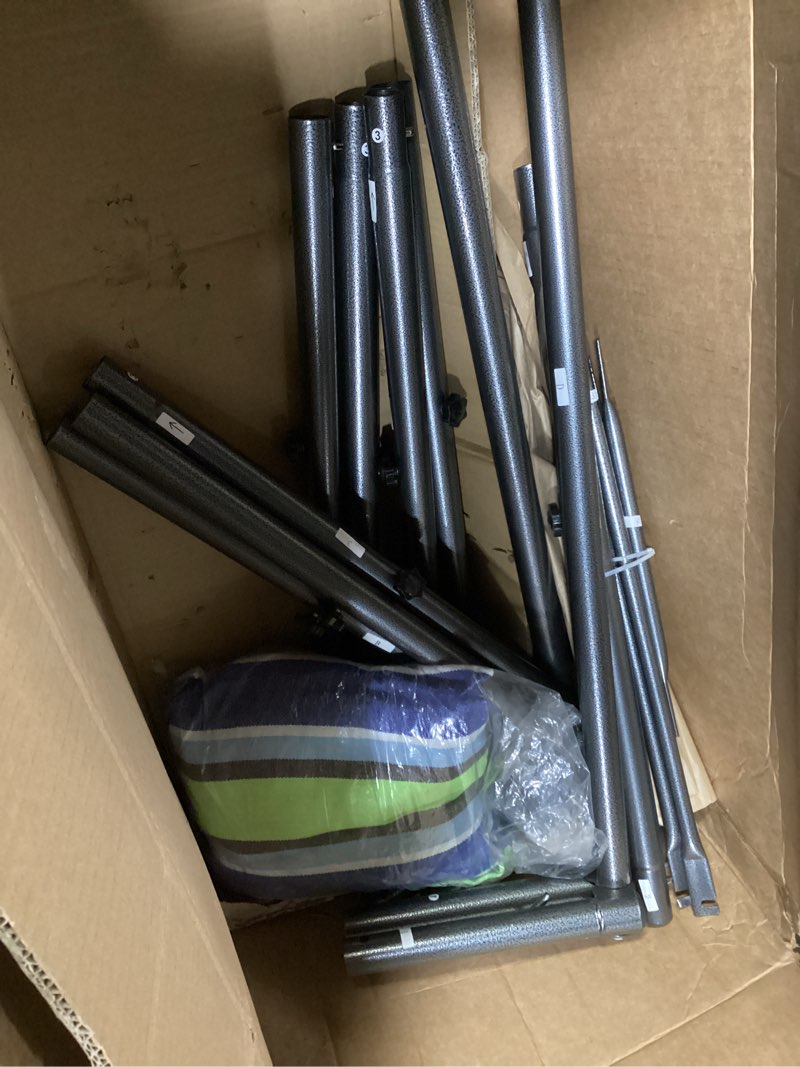 Condition photo showing Good Condition for Hammock Chair Stand with X-Large Swing Chair with Footrest?Anti-Tip Thickened Weather-Resistant Iron Pipe Swing Frame, 450Lbs Stand Capacity Quick Assembly for Indoor Outdoor (Green Stripe)