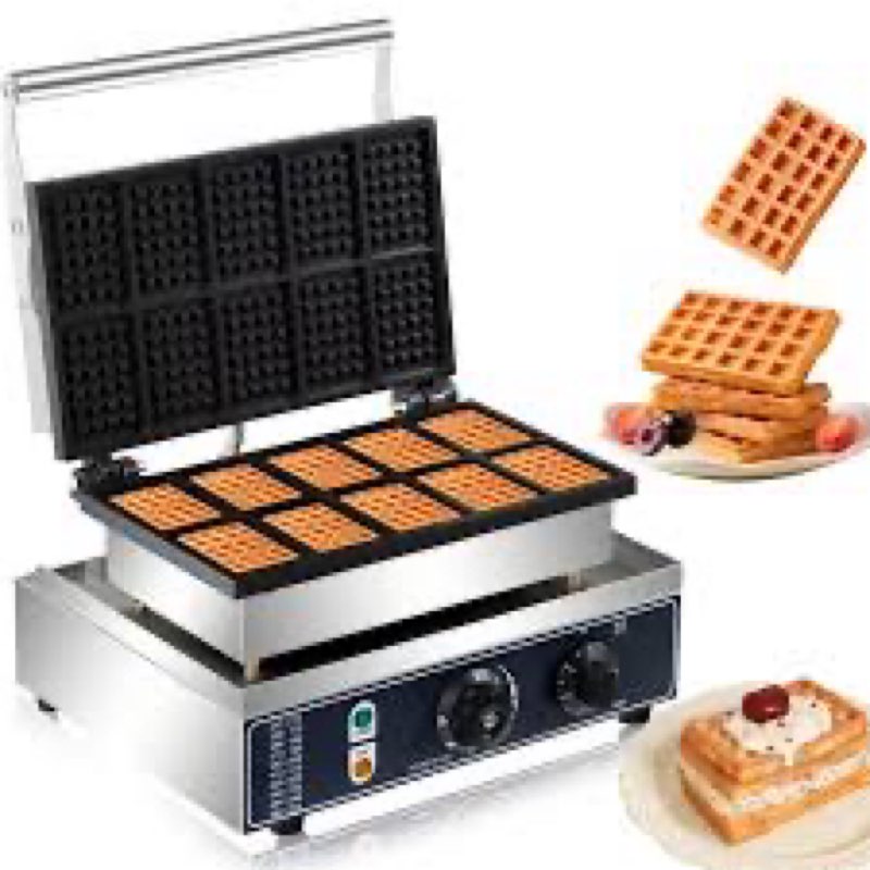 commercial waffle maker, 1600w square waffle iron, non-stick belgian waffle baker machine with temp 