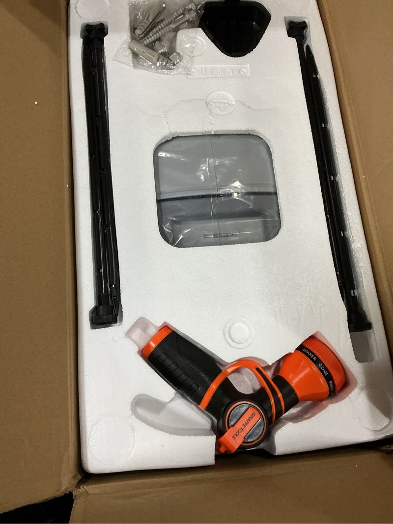 Condition photo showing Good Condition for giraffe tools retractable hose reel with 1/2 inch x 100ft, heavy duty ground mount garden hose reel, automatic rewind,with 9-function sprayer nozzle & flexible swivel base 100 ft 1/2 inch