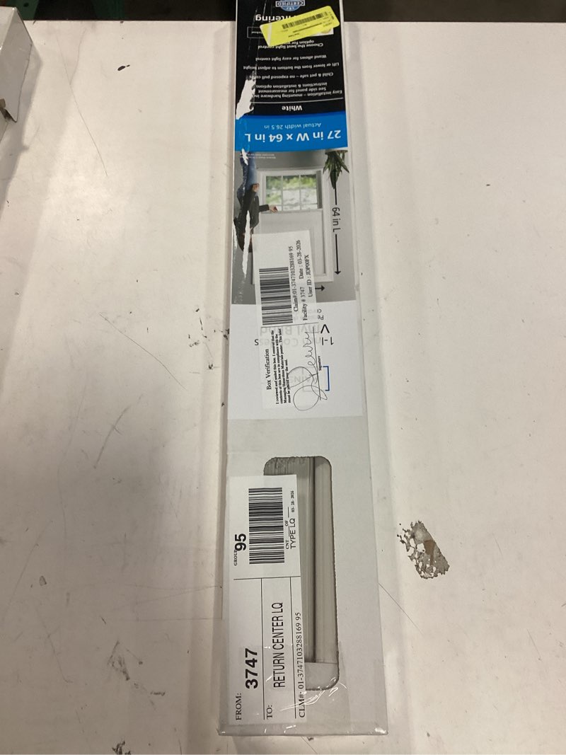 Condition photo showing Good Condition for mainstays cordless 1  vinyl light filtering blinds  white  27  width x 64  length