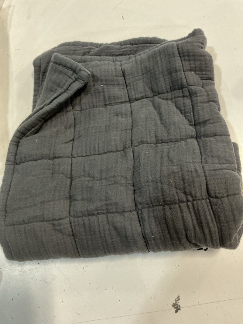 Condition photo showing As Is for organic airy gauze box quilt sham set, twin, charcoal