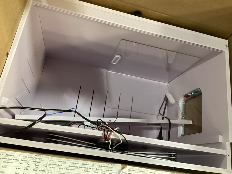 Condition photo showing As Is for large puppy incubator - intelligent constant temperature pet brooder with air-warming design, suitable for puppies, kittens & small mammals