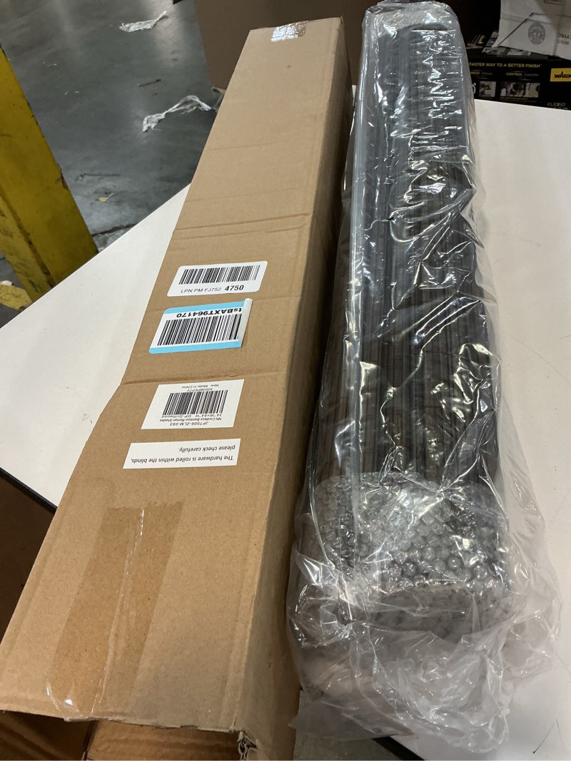 Condition photo showing New/Like New for LazBlinds No Tools No Drill Cordless Bamboo Roman Shades, Privacy Window Treatment, Roll Up Bamboo Blinds for Windows 34'' W x 64'' H, Driftwood Privacy-driftwood 34" W x 64" H