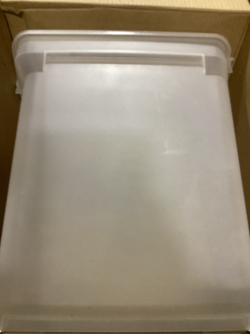 Condition photo showing Good Condition for iris usa airtight pet food storage container with wheels, black, 30 lb capacity - bpa-free clear plastic bin with snap-lid seal to keep kibble, pellets or seeds fresh for dogs, cats and birds