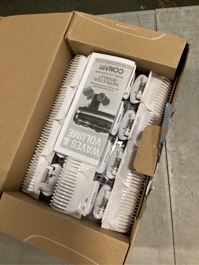 Condition photo showing New/Like New for conair hot rollers for long, medium & short hair, 12 ceramic flocked 1½-inch and 1¾-inch heated hair rollers with clips, hot curlers for women, volume & curls, amazon exclusive