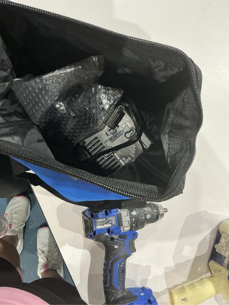 Condition photo showing As Is for kobalt xtr 24-volt 1/2-in keyless brushless cordless drill 1 -batteries included, and charger included