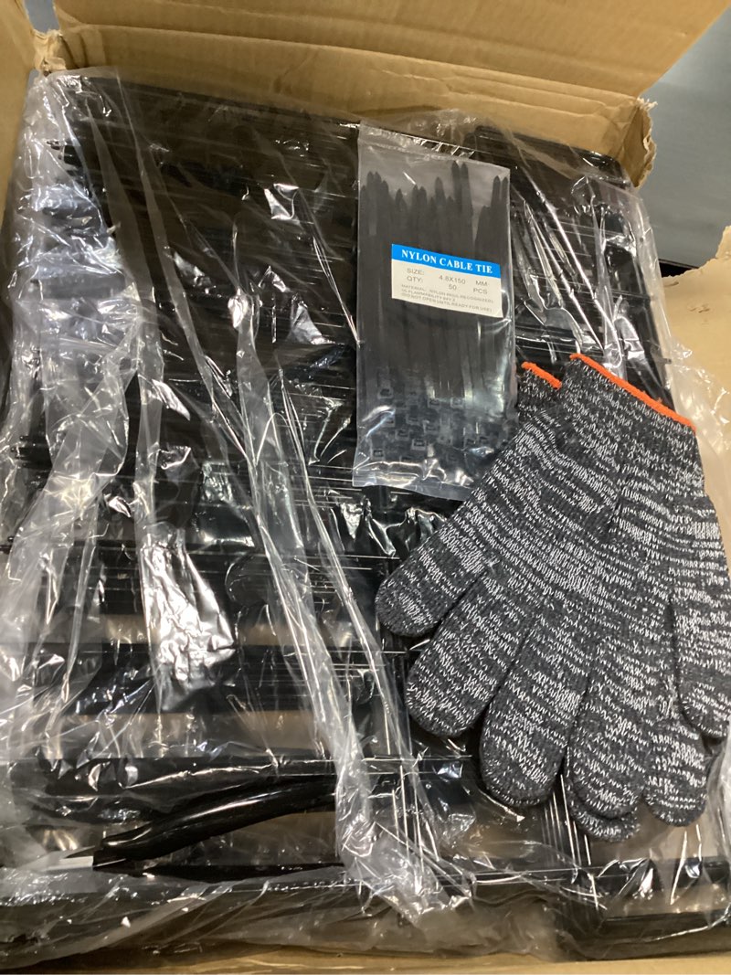 Condition photo showing New/Like New for 39.5ft(l) x 13in(h) animal barrier fence, 28 panels no dig fence for dogs, 1.52in gap anti digging dog barrier, rustproof metal garden edging border defense for outdoor, yard, lawn 28 panels, 39.5ft x 13in black