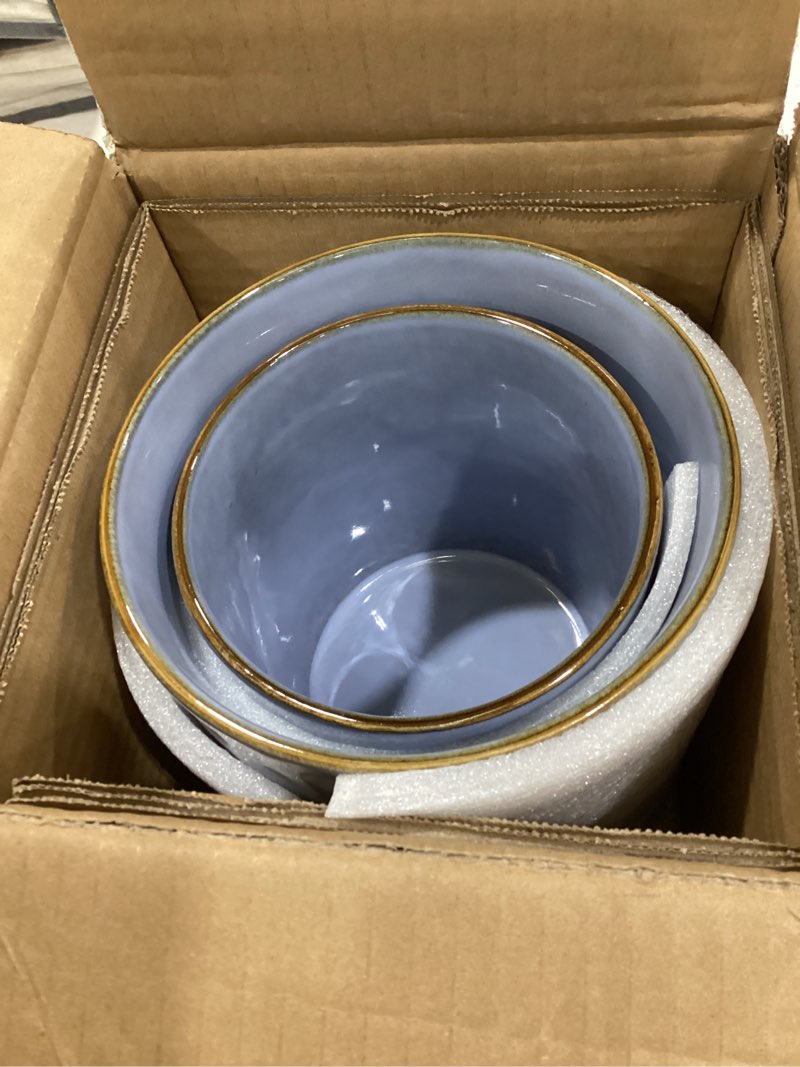 Condition photo showing Good Condition for famiware Ocean Utensil Holder, 7.2"+5.8" Ceramic Kitchen Utensil Holder for Countertop, 2 Pieces Cooking Utensil Crocks, Utensil Organizer for Spatula & Spoon, Kitchen Decor, Set of 2, Blue