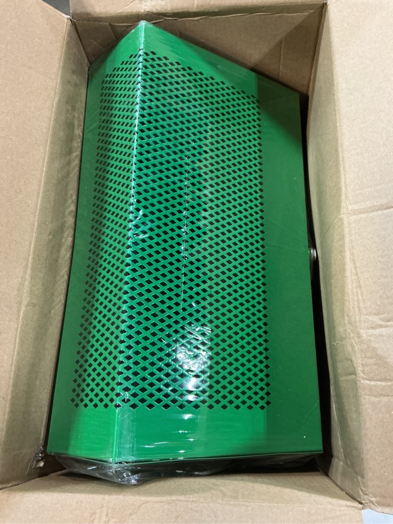 Condition photo showing New/Like New for maxcheck no-waste metal rabbit feeder for cages, large hanging food dispenser with mesh bottom & lid, holds 5lb feed for several days, bunny & small pets