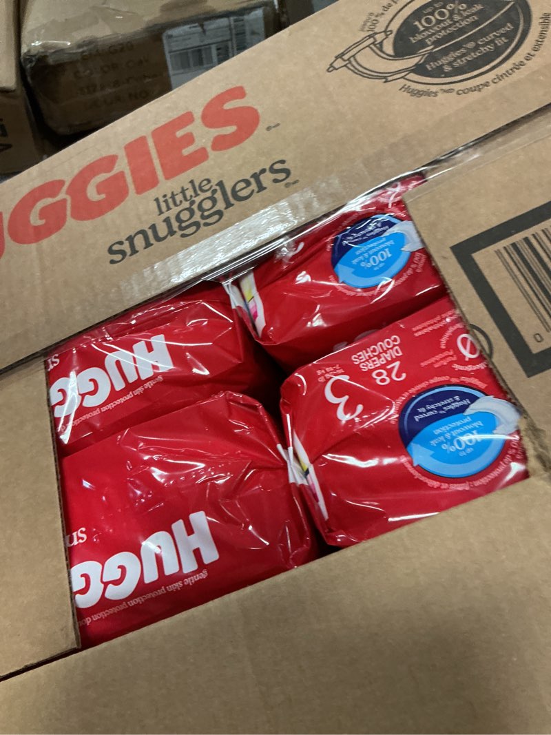 Condition photo showing Good Condition for huggies size 3 diapers, little snugglers baby diapers, size 3 (16-28 lbs), 168 count (6 packs of 28), packaging may vary