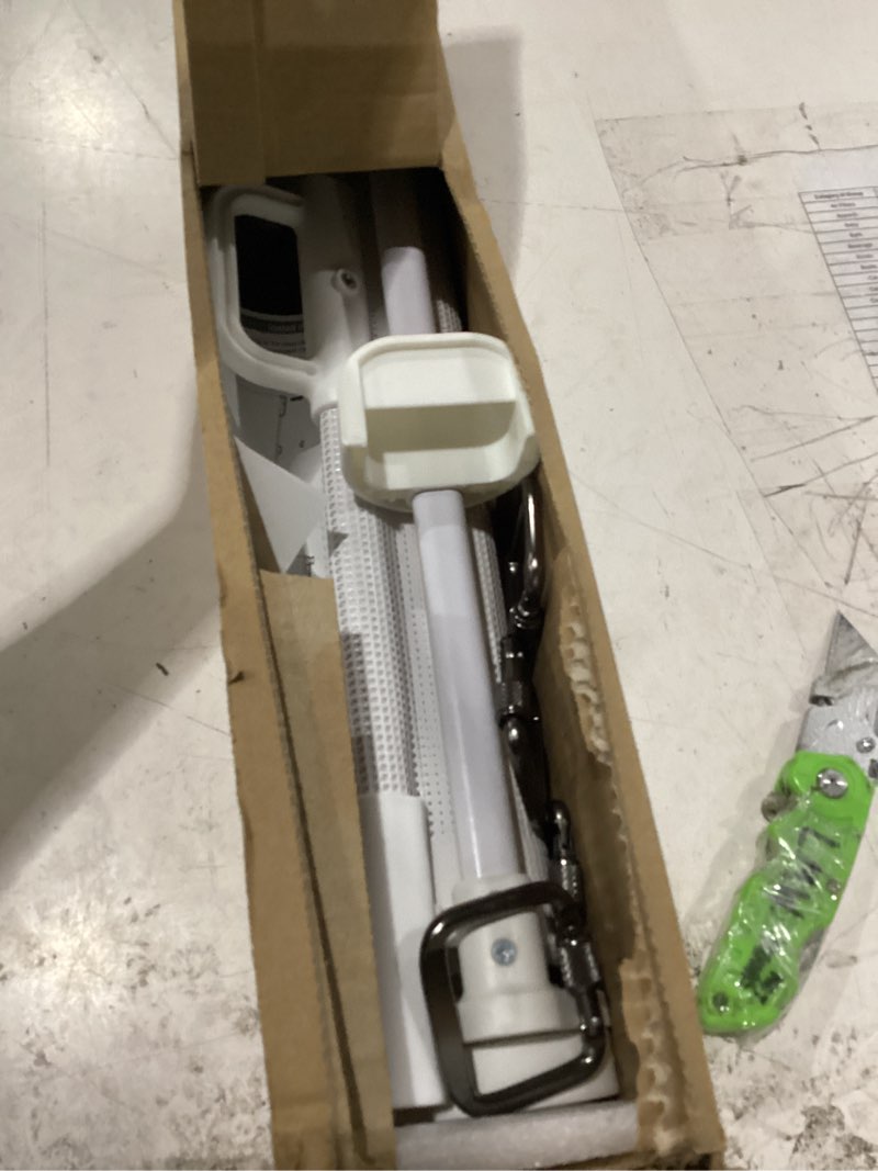 Condition photo showing New/Like New for cumbor 37-55" retractable baby gates for stairs & doorways, hardware mounted mesh dog & pet gate, easy walk through, one-hand operation, anti-crawl adjustable safety gate for dog, indoor outdoor white white retractable width: 37"–55"