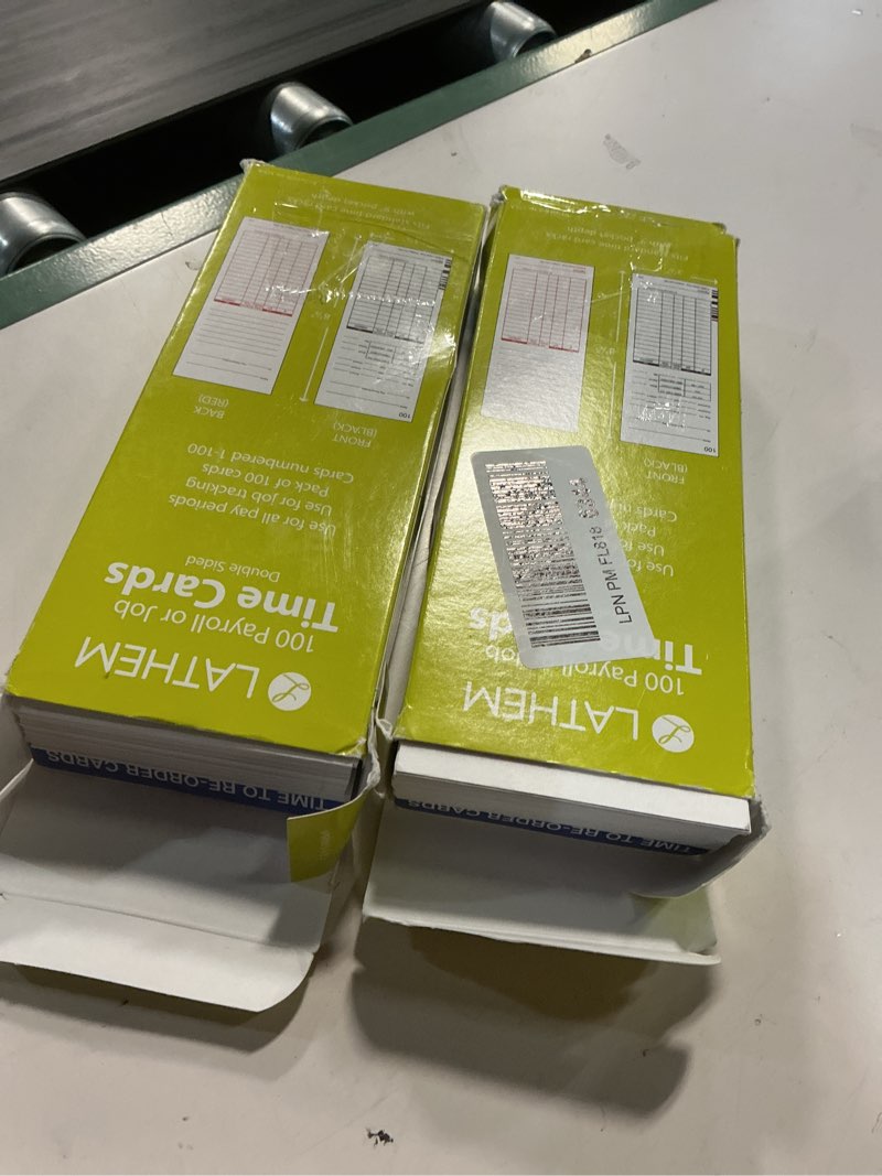 Condition photo showing Good Condition for 2 pack lathem universal payroll/job time cards, double-sided, for lathem 7000e / 7500e time clocks, 100 pack, e79-100, white