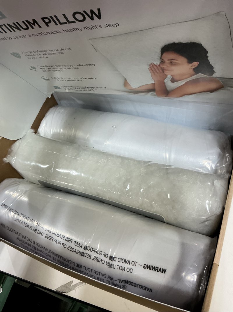 Condition photo showing New/Like New for allerease platinum 2-in-1 adjustable pillow, cleanboost allergen barrier, extra fill, standard/queen - 2 pack