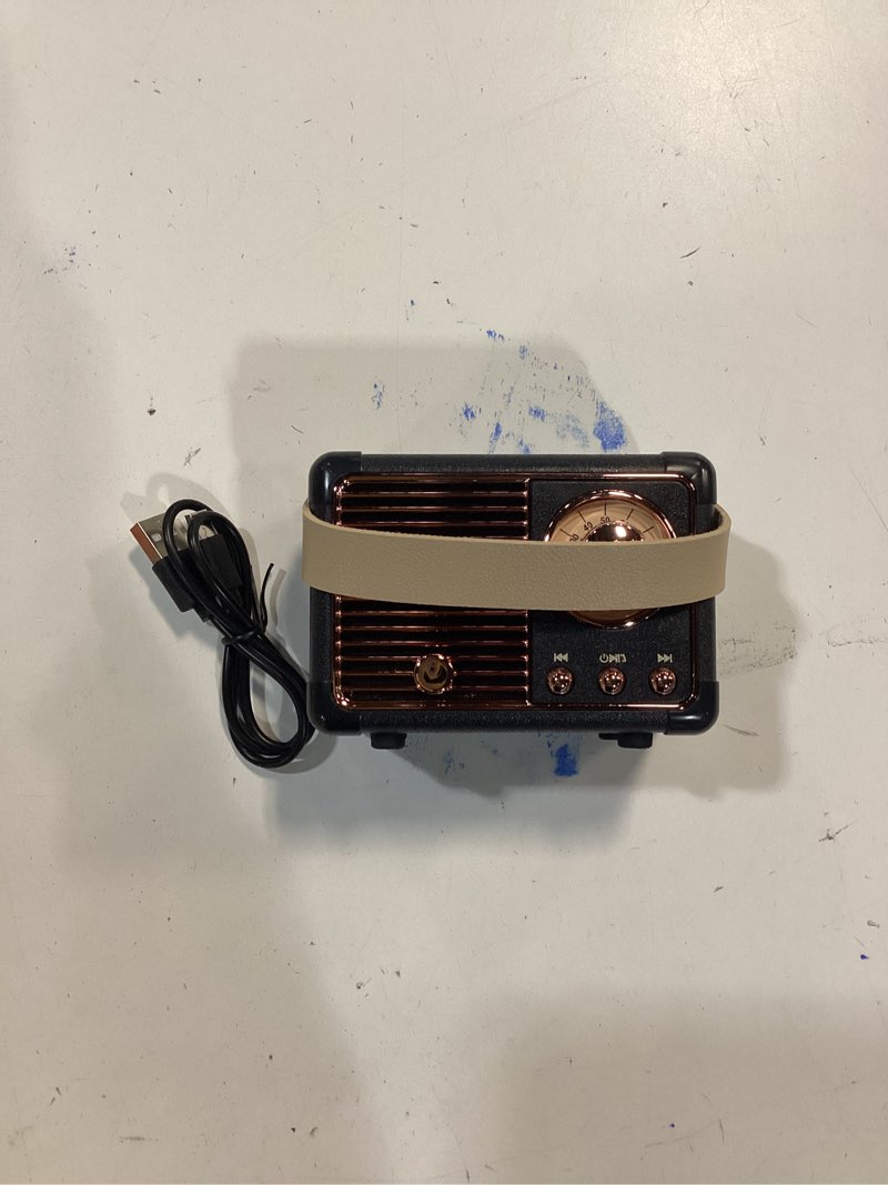 Condition photo showing Good Condition for Dosmix Retro Bluetooth Speaker, Vintage Decor,Small Wireless Bluetooth Speaker,Cute Old Fashion Style for Kitchen Desk Bedroom Office Outdoor,Birthday Gifts for Women Men Teens Black