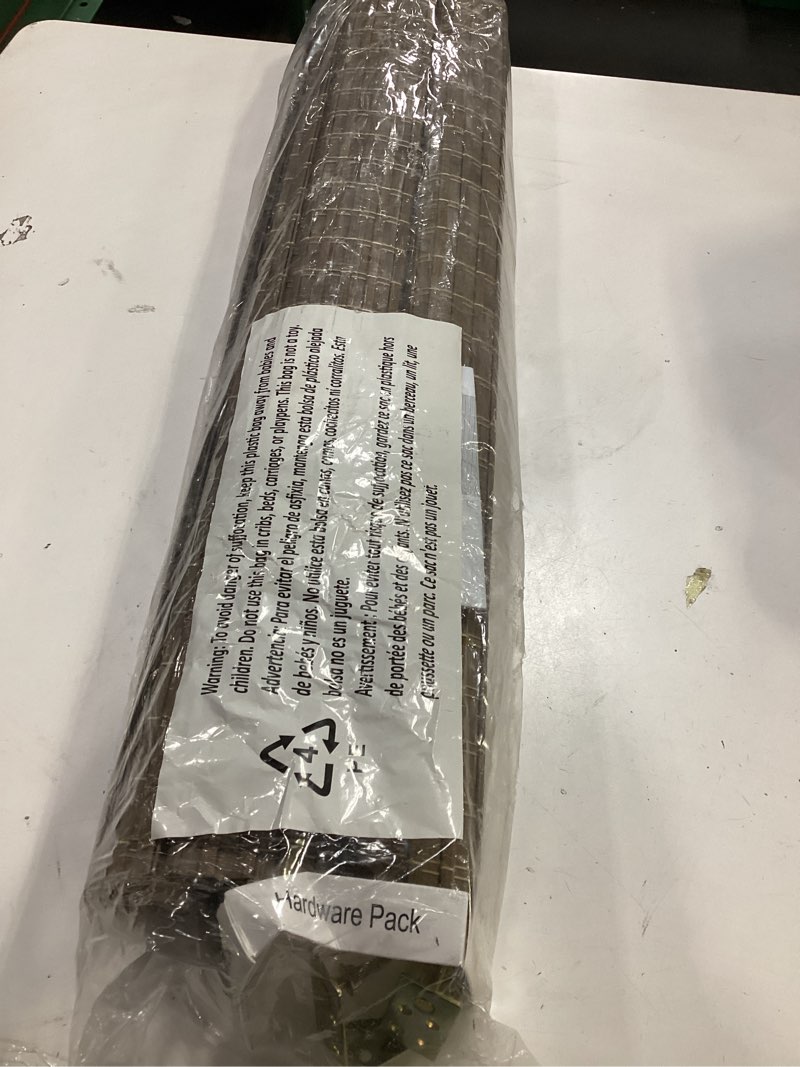 Condition photo showing As Is for LazBlinds Cordless Bamboo Roman Shades, Privacy Blinds for Interior Windows, Room Darkening Roll Up Bamboo Blinds for Home & Patio, 26.5" W x 48" H, BDP-Driftwood Privacy - Driftwood 26 1/2" W x 48" H