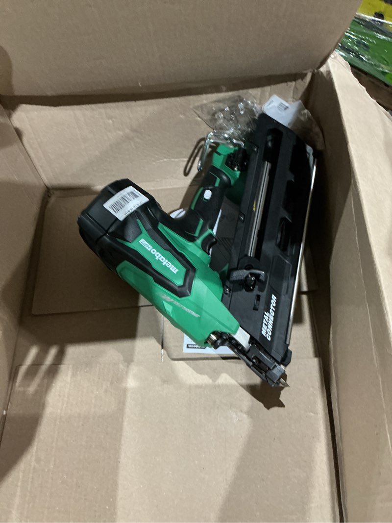 Condition photo showing As Is for metabo hpt 36v multivolt cordless metal connector nailer, power tool multivolt 36v 2.5 ah li-ion battery, pro tools innovation award winner, drives 1-1/2" to 2-1/2" nails, 900 per charge, nr3665da 36v, 2-1/2-inch - nr3665da