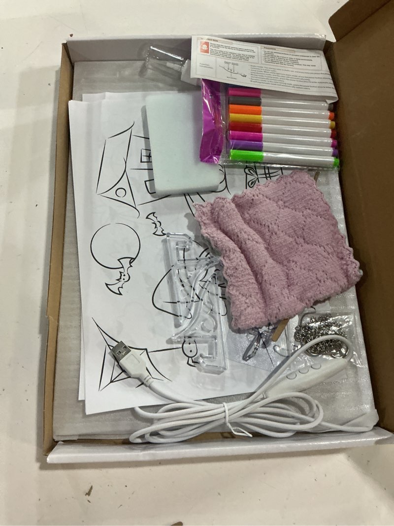 Condition photo showing New/Like New for 17'' led drawing board for kids - flicker-free led note board, 10 light effects & 4 light intensities drawing tablet, gifts for girls boys aged 4-12, doodle glow pad with controller, 12 markers