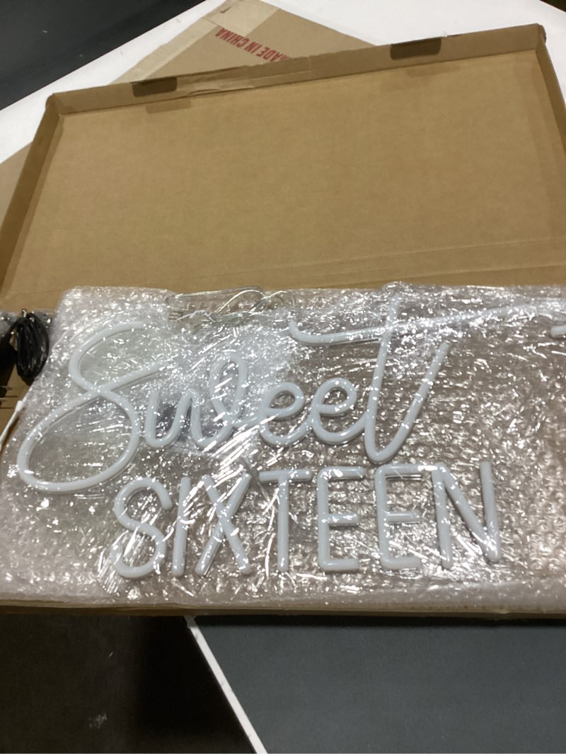 Condition photo showing Good Condition for sweet 16 neon sign led neon light sixteen birthday 16th birthday party decoration 16 years personalized neons gift for boy girl size:20x11inch