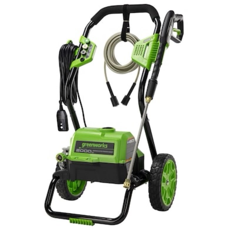 Greenworks 2000-PSI 1.1-GPM Cold Water Electric Pressure washer with 3 Spray Tips