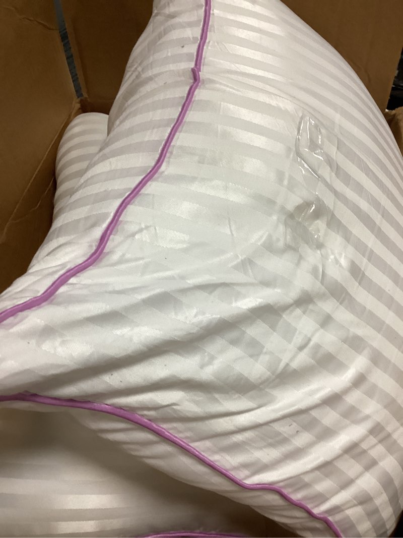 Condition photo showing As Is for Pillows King Size Set of 2,Breathable Hotel Collection Bed Pillows for Sleeping Medium Soft Down Alternative Microfiber Filled,20 x 36 Inches White King(2Pack)