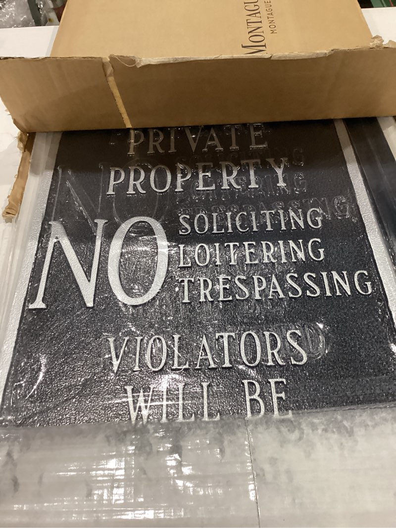 Private Property No Sign Large Arch Statement Plaque with Lawn Stakes - Swedish Iron