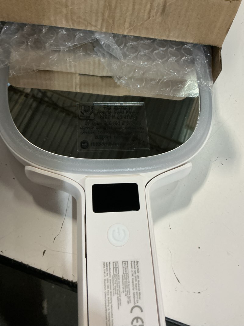 Condition photo showing Good Condition for auxmir travel makeup mirror with lights, double sided 30x/1x lighted magnifying mirror, led display & 3 color & dimmable brightness, rechargeable portable vanity mirror, tabletop/handheld/hanging